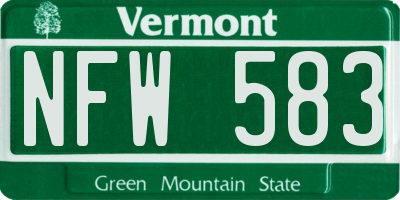 VT license plate NFW583