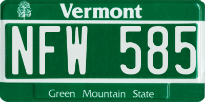 VT license plate NFW585