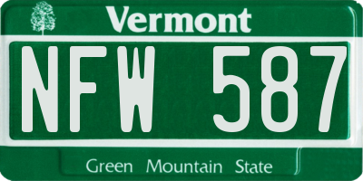 VT license plate NFW587