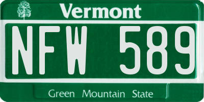 VT license plate NFW589