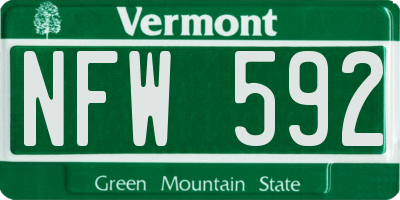 VT license plate NFW592