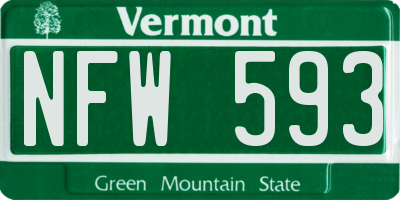 VT license plate NFW593