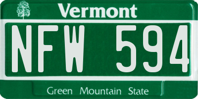 VT license plate NFW594