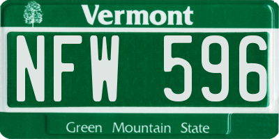 VT license plate NFW596