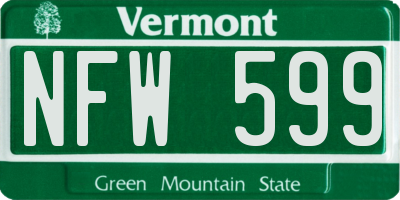 VT license plate NFW599