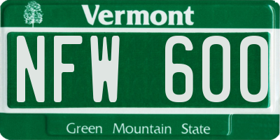 VT license plate NFW600
