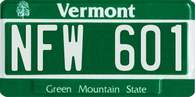 VT license plate NFW601