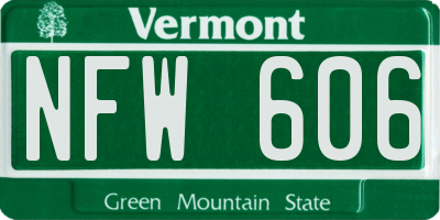 VT license plate NFW606