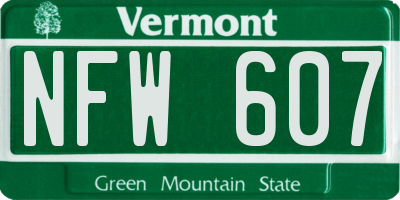 VT license plate NFW607
