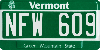 VT license plate NFW609