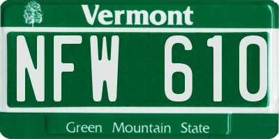 VT license plate NFW610