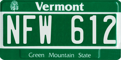 VT license plate NFW612
