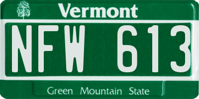 VT license plate NFW613