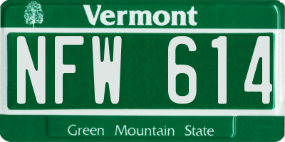VT license plate NFW614