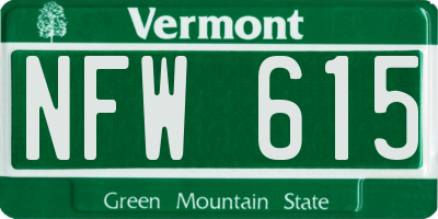 VT license plate NFW615