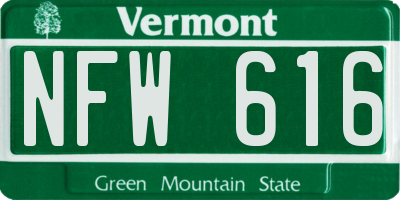 VT license plate NFW616