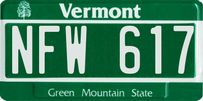 VT license plate NFW617