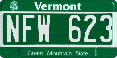 VT license plate NFW623