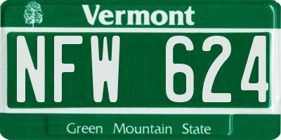 VT license plate NFW624