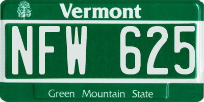 VT license plate NFW625