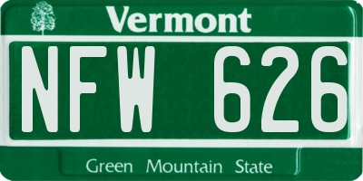 VT license plate NFW626
