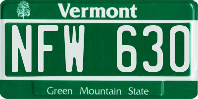 VT license plate NFW630