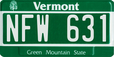 VT license plate NFW631