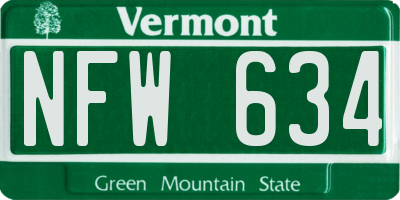 VT license plate NFW634