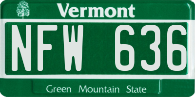 VT license plate NFW636