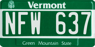 VT license plate NFW637