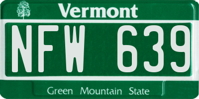 VT license plate NFW639