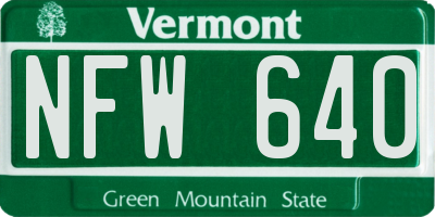 VT license plate NFW640