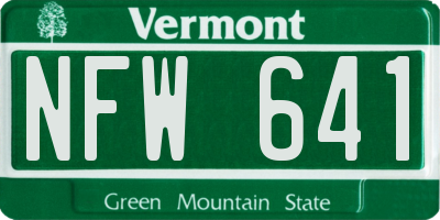VT license plate NFW641