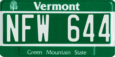 VT license plate NFW644
