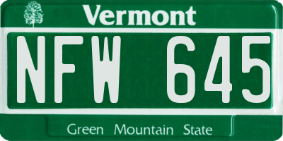 VT license plate NFW645