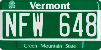 VT license plate NFW648