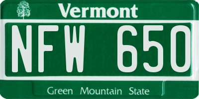 VT license plate NFW650