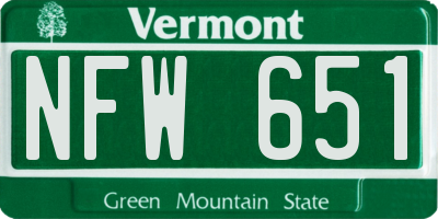 VT license plate NFW651