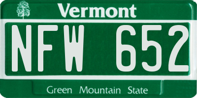 VT license plate NFW652