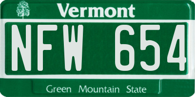 VT license plate NFW654