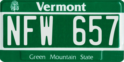 VT license plate NFW657