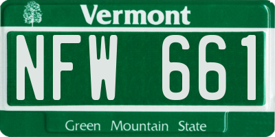 VT license plate NFW661