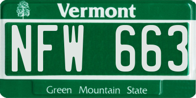VT license plate NFW663