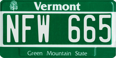 VT license plate NFW665