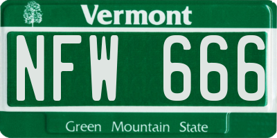 VT license plate NFW666