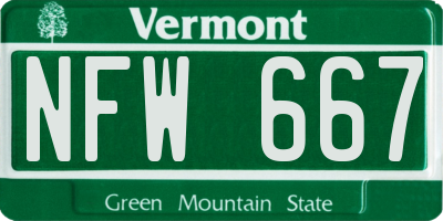 VT license plate NFW667