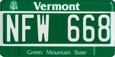 VT license plate NFW668