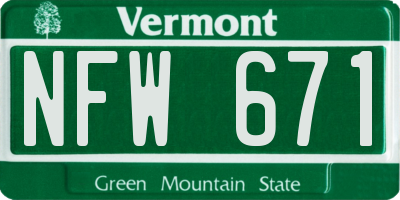 VT license plate NFW671