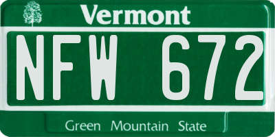 VT license plate NFW672