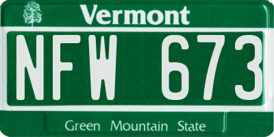 VT license plate NFW673